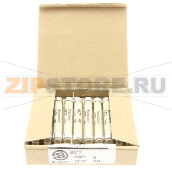 Предохранитель, 6 A, AC 690 В, DC 500 В, 200 кА, BS88, 9x75 мм, aR, BS Eaton 6AMP 690V AC BS88 FU 