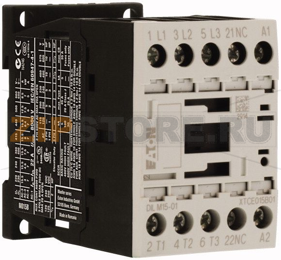 Контактор 15,5 А, 60Гц (AС), 1НЗ доп. контакт, категория AC-3, AC-4 Eaton DILM15-01(*V60HZ) 