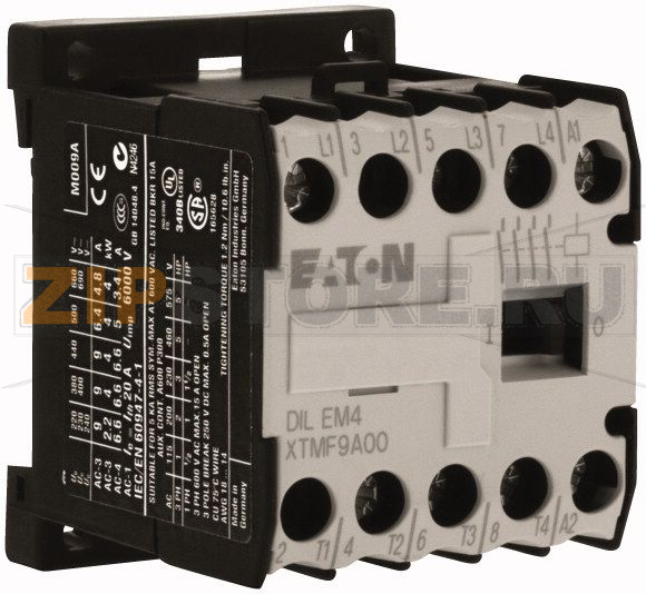 Миниконтактор 9А, 110В (АC), 4 полюса, категория AC-3, АС4 Eaton DILEM4(110V50HZ, 120V60HZ) 