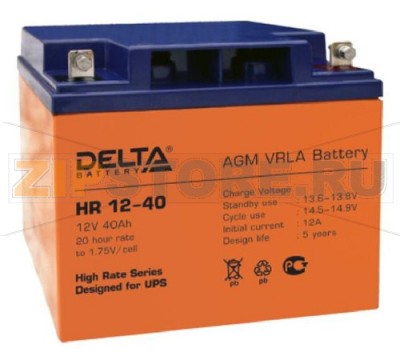 Delta HR 12-40 Свинцово-кислотный аккумулятор (АКБ) Delta HR 12–40: Напряжение - 12 В; Емкость - 40 Ач; Габариты: 197 мм x 165 мм x 170 мм, Вес: 14,5 кгТехнология аккумулятора: AGM VRLA Battery