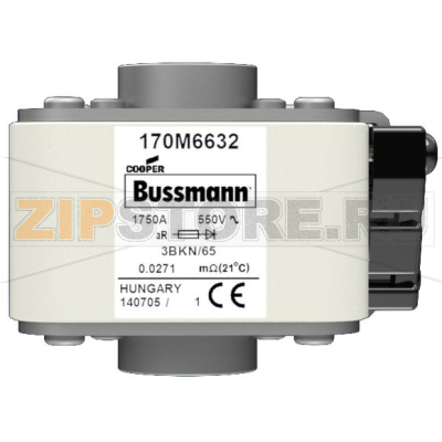 Предохранитель, 1750 A, AC 550 В, 200 кА, size 3, 76x92x65 мм, aR, IEC Eaton FUSE 1750A 550V 3B 