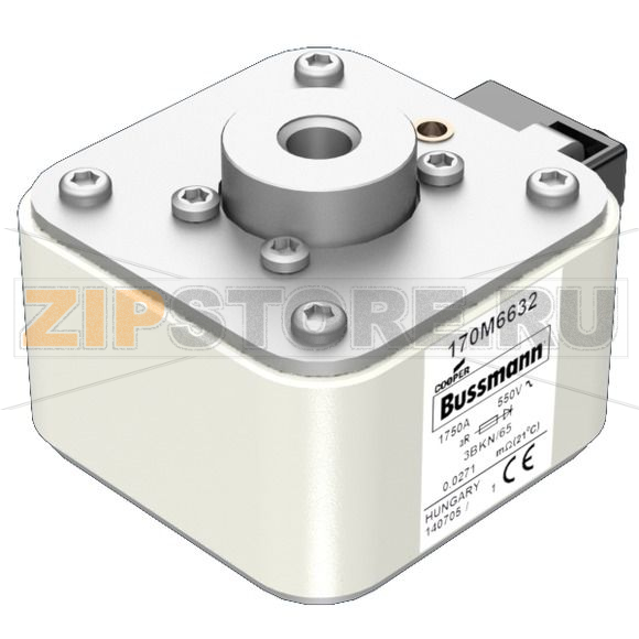 Предохранитель, 1750 A, AC 550 В, 200 кА, size 3, 76x92x65 мм, aR, IEC Eaton FUSE 1750A 550V 3B 