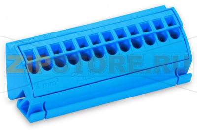 Клемма шины; для шин (10 x 3) мм; 12-пол.; без кнопок; 4 mm?; 4,00 mm?; синие Wago 812-104 