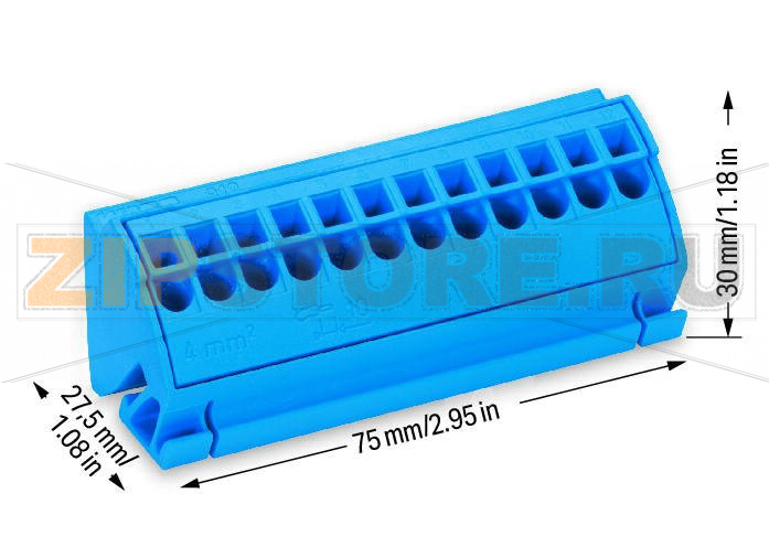 Клемма шины; для шин (10 x 3) мм; 12-пол.; без кнопок; 4 mm?; 4,00 mm?; синие Wago 812-104 