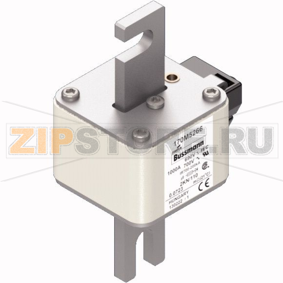 Предохранитель, 1000 A, AC 690 В, 200 кА, DIN, 2, 61x77x138 мм, aR, DIN, IEC Eaton FUSE 1000A 6 