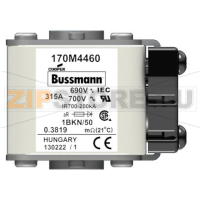 Предохранитель, 315 A, AC 690 В, 200 кА, size 1, aR, IEC UL Eaton FUSE 315A 690V 1*BKN/50 AR UC