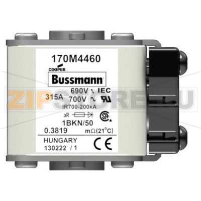 Предохранитель, 315 A, AC 690 В, 200 кА, size 1, aR, IEC UL Eaton FUSE 315A 690V 1*BKN/50 AR UC 