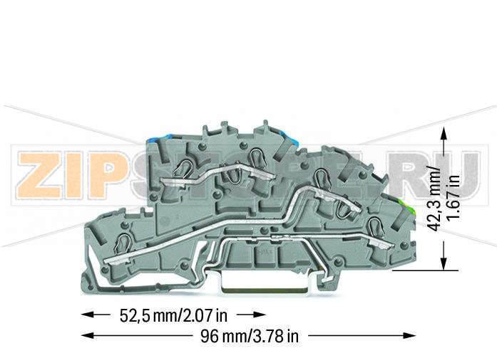 Многоуровневые клеммы для монтажа; 4 mm; N/L/PE; Push-in CAGE CLAMP®; 2,50 mm; серые Wago 2003-7646 Многоуровневая установочная клемма
