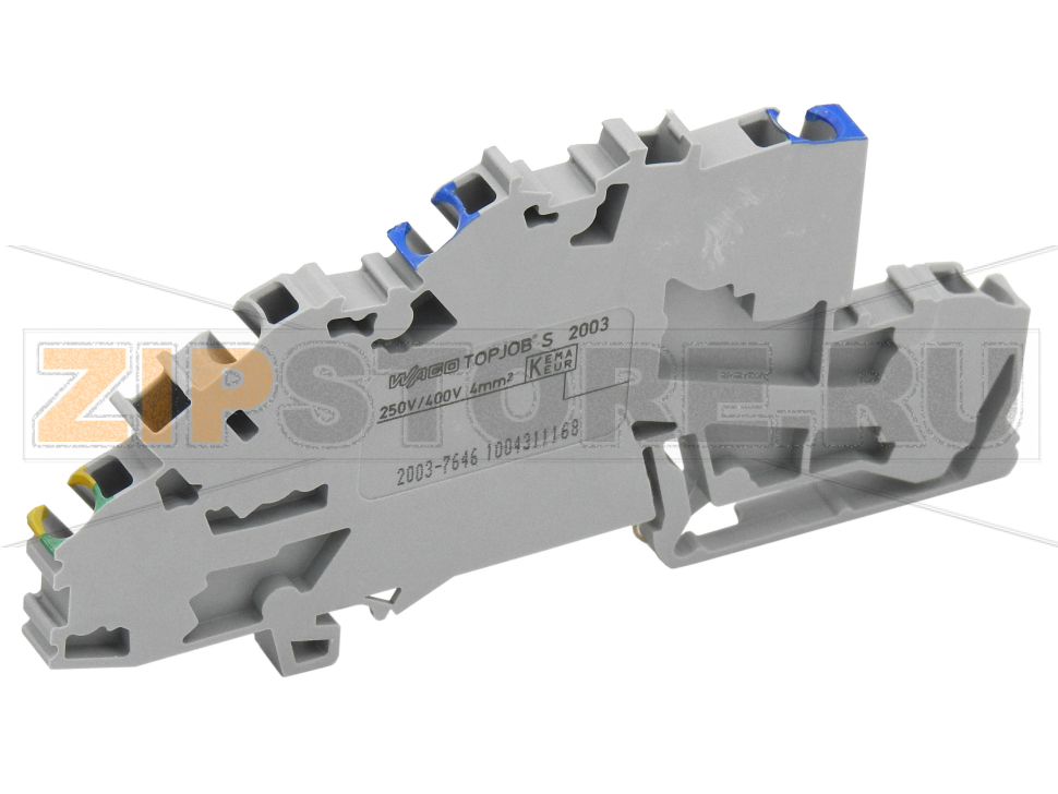 Многоуровневые клеммы для монтажа; 4 mm; N/L/PE; Push-in CAGE CLAMP®; 2,50 mm; серые Wago 2003-7646 Многоуровневая установочная клемма