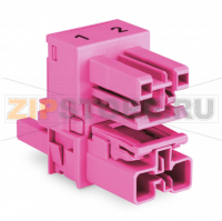 h-distribution connector; 2-pole; Cod. B; 1 input; 2 outputs; outputs on both sides; 2 locking levers; pink Wago 770-1610