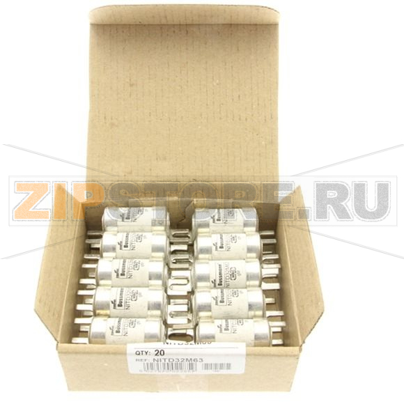 Предохранитель, 32 A, AC 415 В, 80 кА, BS88/A1, 18x55 мм, gM, BS Eaton 32M63 415V AC BS88 FUSE 