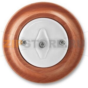 Переключатель поворотный, белый фарфор/натуральное дерево вишня ABB 2CHK600634C4052 