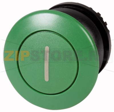 Кнопка грибовидная, RMQ-Titan, без фиксации, зеленая, с маркировкой Eaton M22S-DP-G-X1 