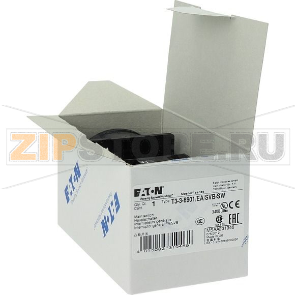 Выключатели главные, 3-полюсн. + N, 32 A, 90° Eaton T3-3-8901/EA/SVB-SW 