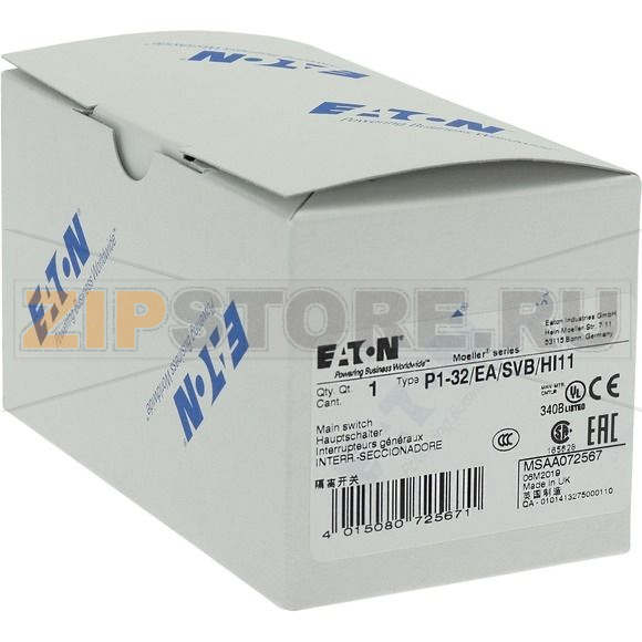 Выключатели главные, P1, 32 A, 3-полюсн Eaton P1-32/EA/SVB/HI11 