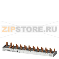 Компактная Pin шина, 10mm2 сечение: 1p/ N (N-слева) 1x УЗО 2-пол. + 10x комп.устр. 1-пол. защ.от прикосн. N-left 12 MW обрезаемая Siemens 5ST3784-0KL