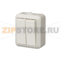 Выключатель двухклавишный 16 А, 230 В, IP44, однополюсный, белый ABB 2TKA000165G1