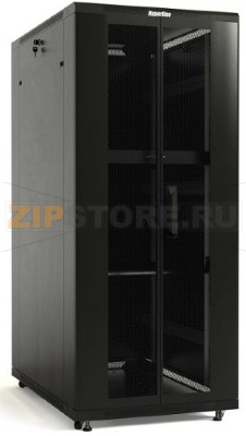 Hyperline TTB-4266-DD-RAL9004 Шкаф напольный 19-дюймовый, 42U, 2055x600х600 мм (ВхШхГ), передняя и задняя распашные перфорированные двери (75%), ручка с замком, крыша нового типа, цвет черный (RAL 9004) (разобранный) 