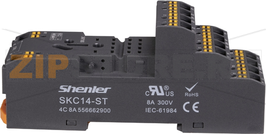Розетка с пружинными зажимами для 4 контактных реле RKE RKF, 10A Shenler SKC14-ST 