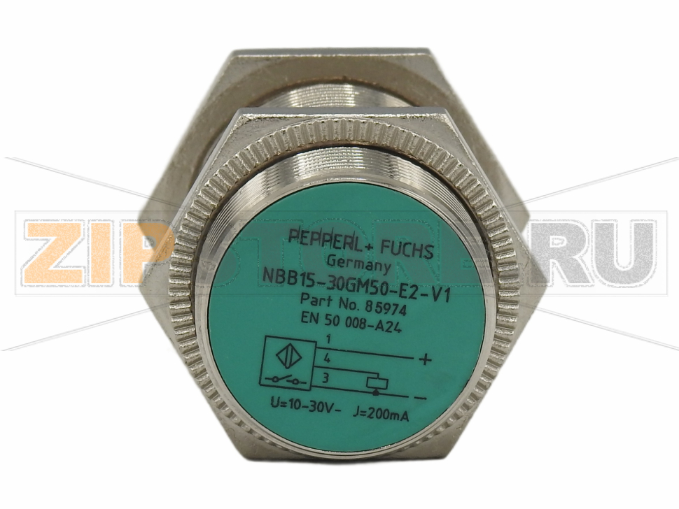 Индуктивный датчик Inductive sensor NBB15-30GM50-E2-V1 Pepperl+Fuchs General specificationsSwitching functionNormally open (NO)Output typePNPRated operating distance15 mmInstallationflushOutput polarityDCAssured operating distance0 ... 12.15 mm ( -25 ... 70 °C (-13 ... 158 °F) ) 0 ... 11.4 mm ( -40 ... -25 °C (-40 ... -13 °F) )Reduction factor rAl 0.3Reduction factor rCu 0.3Reduction factor r304 0.75Nominal ratingsOperating voltage10 ... 30 VSwitching frequency0 ... 200 HzHysteresistyp. 5%Reverse polarity protectionreverse polarity protectedShort-circuit protectionpulsingVoltage drop&le 3 VOperating current0 ... 200 mAOff-state current0 ... 0.5 mA typ. 0.1 &microA at 25 °CNo-load supply current&le 15 mASwitching state indicatorMultihole-LED, yellowFunctional safety related parametersMTTFd1000 aMission Time (TM)20 aDiagnostic Coverage (DC)0 %Approvals and certificatesUL approvalcULus Listed, General PurposeCSA approvalcCSAus Listed, General PurposeCCC approvalCCC approval / marking not required for products rated &le36 VAmbient conditionsAmbient temperature-40 ... 70 °C (-40 ... 158 °F)Mechanical specificationsConnection typeConnector M12 x 1 , 4-pinHousing materialbrass, nickel-platedSensing facePBTHousing diameter30 mmDegree of protectionIP67