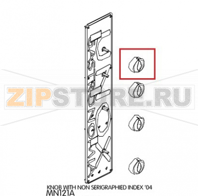 Knob with non serigraphied index &#039;04 Unox XV 303G Knob with non serigraphied index '04 Unox XV 303GЗапчасть на деталировке под номером: 54Название запчасти на английском языке: Knob with non serigraphied index '04 Unox XV 303G