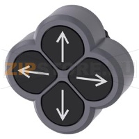 Четырехкнопочный выключатель, 22 мм, кругл., пластмасса с металлическим фронтальным кольцом, цвет: черный, кнопки, плоск., символ: стрелка  влево, вправо, вверх и вниз Siemens 3SU1030-3FB11-0AU0