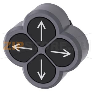 Четырехкнопочный выключатель, 22 мм, кругл., пластмасса с металлическим фронтальным кольцом, цвет: черный, кнопки, плоск., символ: стрелка  влево, вправо, вверх и вниз Siemens 3SU1030-3FB11-0AU0 