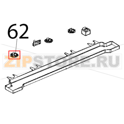 Clip fissaggio cassetto raccogligocce Unox XVC 104 Clip fissaggio cassetto raccogligocce Unox XVC 104Запчасть на деталировке под номером: 62