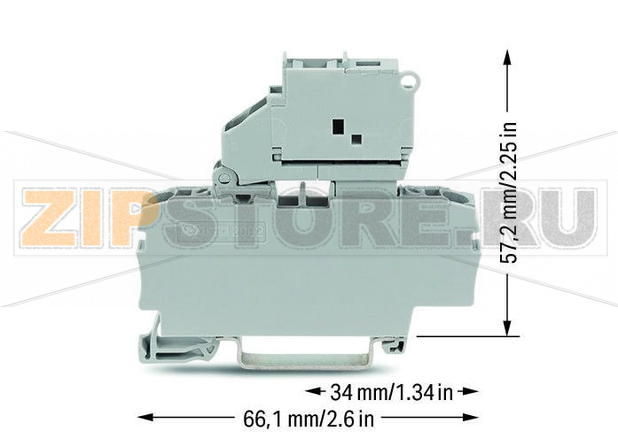 2-conductor fuse terminal block; with pivoting fuse holder; and end plate; for 5 x 20 mm miniature metric fuse; without blown fuse indication; for DIN-rail 35 x 15 and 35 x 7.5; 2.5 mm; Push-in CAGE CLAMP®; 2,50 mm; gray Wago 2002-1611 