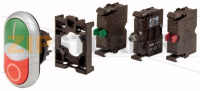 Кнопка двойная без фиксации с подсветкой, 1НО, 1НЗ, 24В DC Eaton M22-DDL-GR-X1/X0-K1001LED-BVP