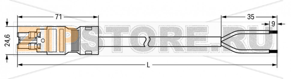 pre-assembled connecting cable; Eca; Socket/open-ended; 2-pole; Cod. I; H05VV-F 2 x 1.0 mm; 5 m; 1,00 mm; blue Wago 771-8982/105-502 Protected against mismating and maintenance-freePush-in CAGE CLAMP® spring pressure connection technology allows solid conductors to be simply pushed into a unit.Two wire connections per pole for loops or bridges...