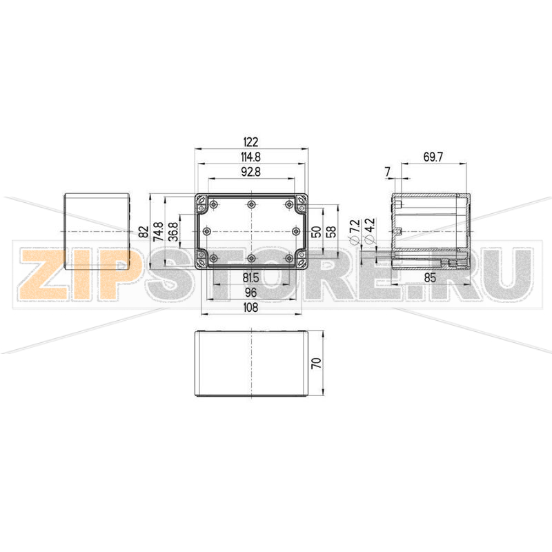 Корпус 122x82x85 мм, материал: пластик, серый, 1 шт Spelsberg TG ABS 1208-9-o 