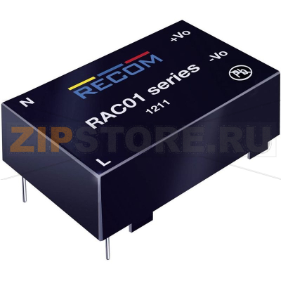 Блок питания AC/DC, 3.3 В, 0.3 А, 1 Вт Recom RAC01-3.3SC 