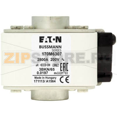 Предохранитель, 900 A, AC 1250 В, size 3, 76x92x93 мм, aR, IEC Eaton FUSE 900A 1250V 3DKN/95 AR 