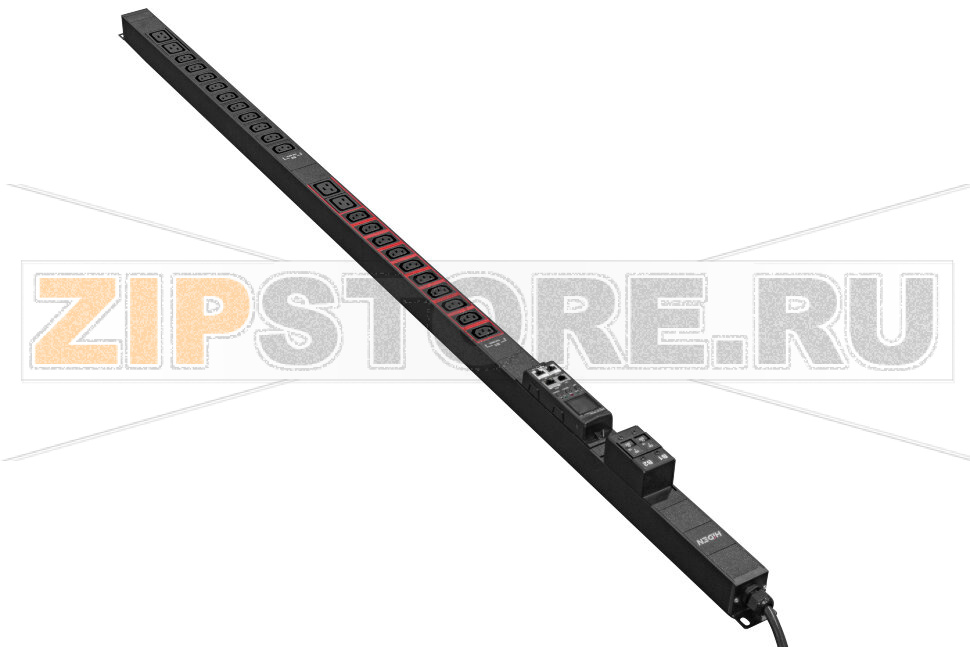 Блок розеток однофазный 32 А, вертикальный, 20 розеток IEC C13, 4 розетки IEC C19 Hiden HE1V-20A4B-32-QM-30Z 