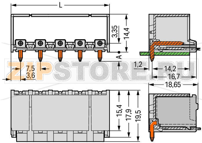 Вилка THT; 1.4 mm O solder pin; угловые; Шаг контактов 7,5 мм; 2-пол.; светло-серые Wago 2092-3422 Сборка розеток без потери полюсов позволяет разделение различных функций в одной вилкеКодировочные штифты, установленные в вилку, предотвращают неправильную стыковку, что позволяет последующее кодирование в сквозных соединенияхКорпус вилки полностью закрывает розетку, что обеспечивает виброустойчивость до 20 g...