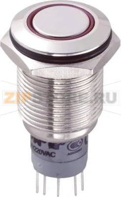 Кнопка антивандальная 250 В/AC, 3 А, 2 x вкл/вкл, с фиксацией, IP67, 1 шт TRU Components LAS2GQF-22ZE/R/12V/N/P 
