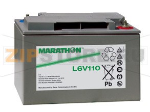 Marathon L6/110 Аккумулятор Marathona  L6/110 Характеристики: Напряжение - 6 В; Емкость - 112 Ач; Габариты: длина 272 мм, ширина 166 мм, высота 190 мм, вес: 23  кг