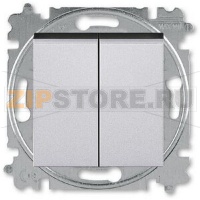 Переключатель двухклавишный, серебряный ABB 2CHH595245A6070