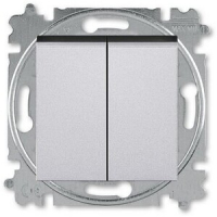 Переключатель двухклавишный, серебряный ABB 2CHH595245A6070