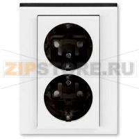 Розетка двойная, белый/дымчатый чёрный ABB 2CHH223457C6062