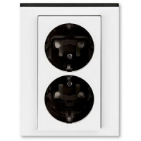 Розетка двойная, белый/дымчатый чёрный ABB 2CHH223457C6062