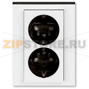 Розетка двойная, белый/дымчатый чёрный ABB 2CHH223457C6062 