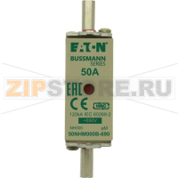 Предохранитель, 50 A, AC 690 В, 120 кА, NH000, aM, IEC Eaton NH FUSE 50AMP 690V aM SIZE 000
