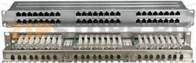 Hyperline PPHD-19-48-8P8C-C5E-SH-110D Патч-панель высокой плотности 19&quot;, 1U, 48 портов RJ-45, полный экран, категория 5E, Dual IDC 