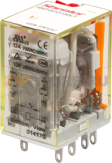 Реле миниатюрное (2CO), 12A, AC 230V Shenler RKF2CO730LT 