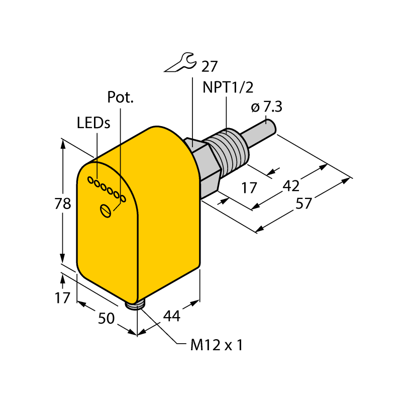 Датчик потока погружного типа с оценочной электроникой Turck FCS-N1/2A4P-AP8X-H1141 