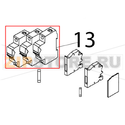Morsetto p/fus. 10x38 Angelo Po BX61E Morsetto p/fus. 10x38 Angelo Po BX61EЗапчасть на деталировке под номером: 13