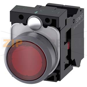 КНОПКА С ПОДСВЕТКОЙ, 22MM, КРУГЛАЯ,  ПЛАСТИК С МЕТАЛЛИЧЕСКИМ ФРОНТАЛЬНЫМ КОЛЬЦОМ, КРАСНАЯ, ПЛОСКАЯ КНОПКА, КОНТАКТЫ МГНОВЕННОГО ДЕЙСТВИЯ, С ДЕРЖАТЕЛЕМ, 1NC, МОДУЛЬ ПОДСВЕТКИ С ИНТЕГРИРОВАННЫМ СВЕТОДИОДОМ 24V AC/DC,  ПРУЖИННЫЕ КЛЕММЫ, С ГРАВИРОВКОЙ ЛАЗЕРОМ 