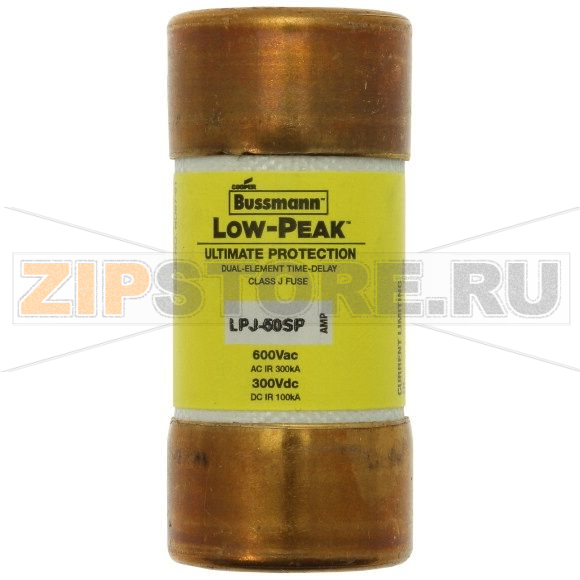 Предохранитель, 50 A, AC 600 В, 300 кА, 27x60 мм, J, UL, с задержкой Eaton LOW-PEAK CLASS J T/D 